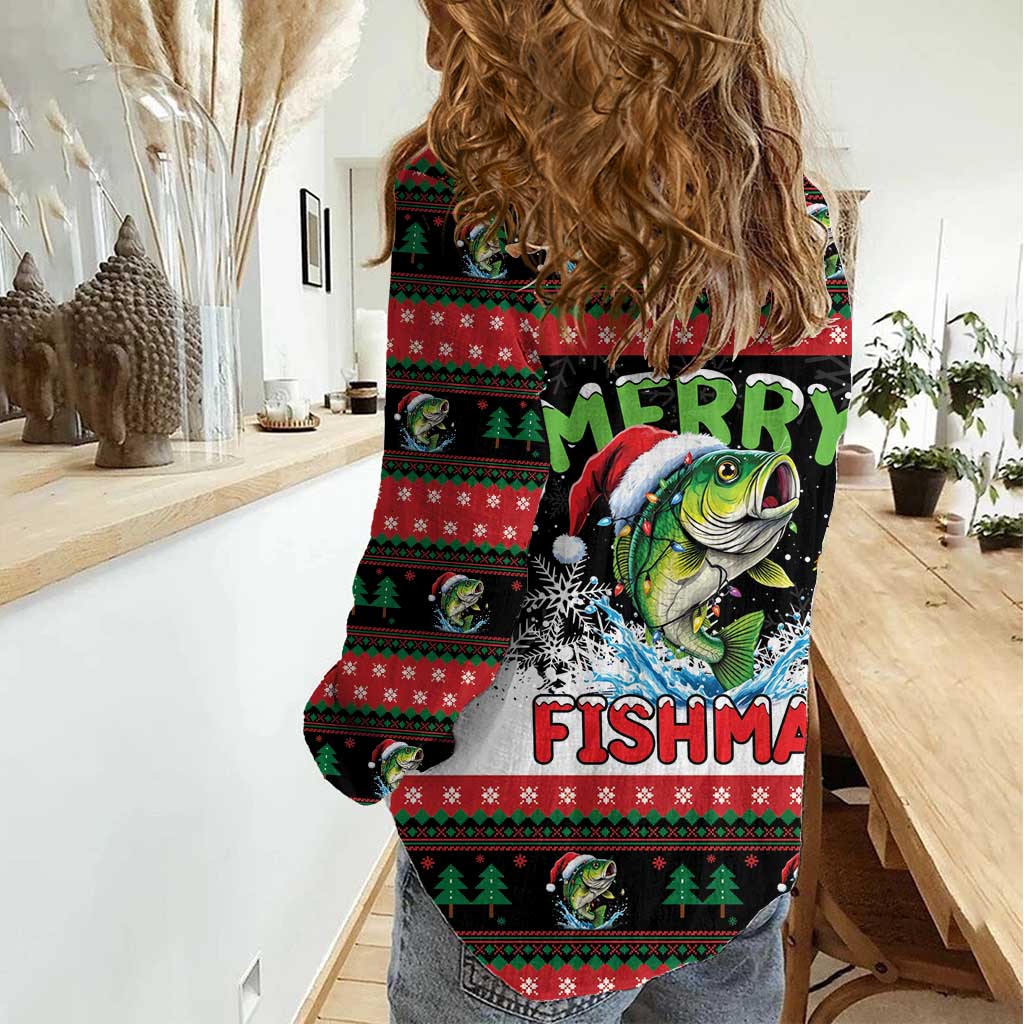 Fishing Christmas Merry Fishmas Women Casual Shirt We Wish You A Merry Fishmas - Wonder Print Shop