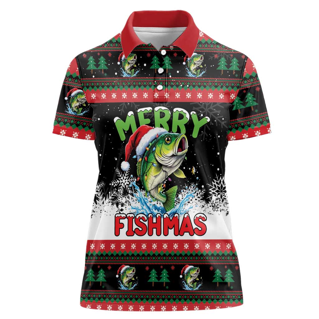 Fishing Christmas Merry Fishmas Women Polo Shirt We Wish You A Merry Fishmas - Wonder Print Shop