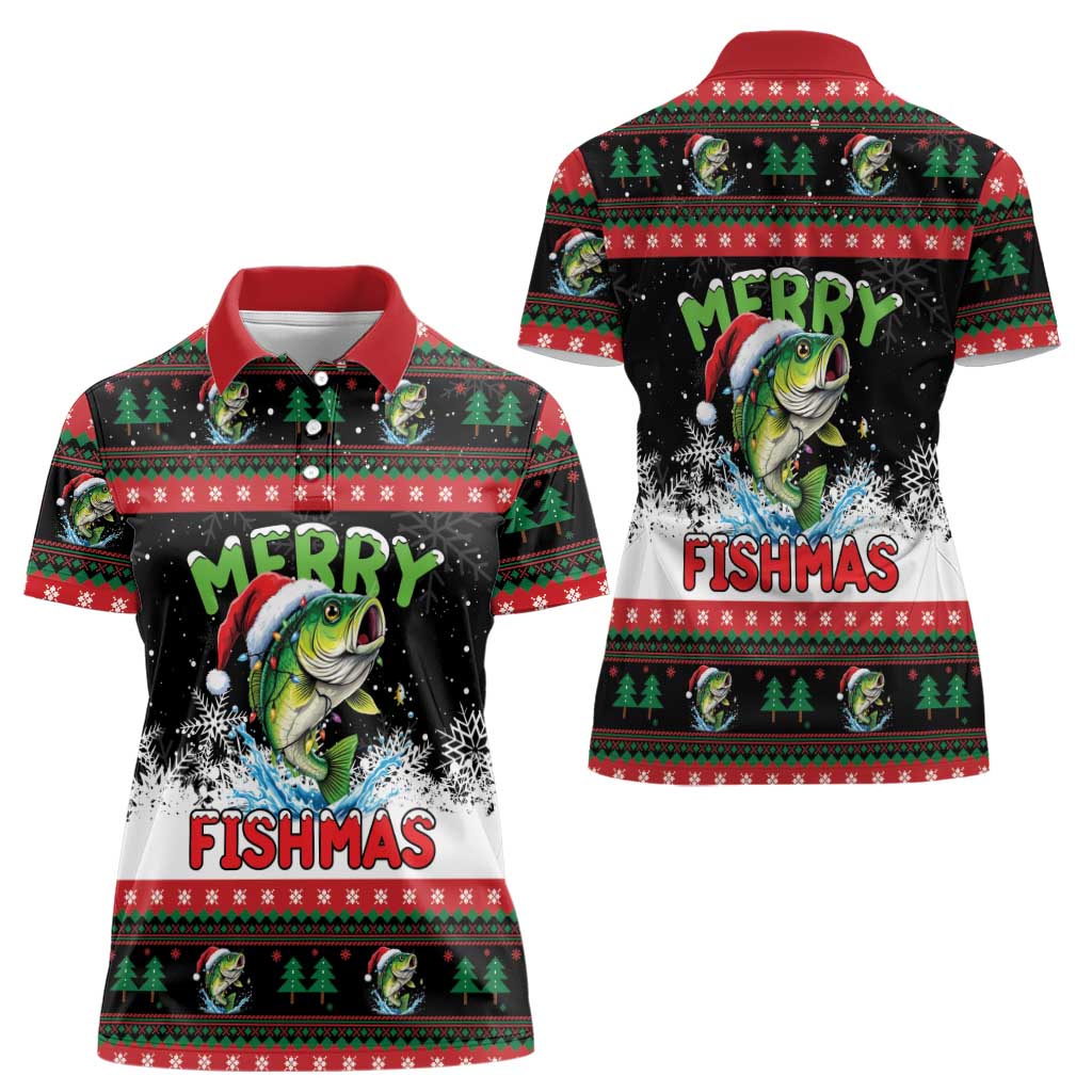 Fishing Christmas Merry Fishmas Women Polo Shirt We Wish You A Merry Fishmas - Wonder Print Shop