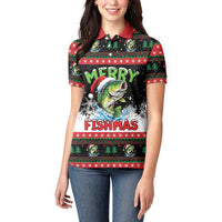 Fishing Christmas Merry Fishmas Women Polo Shirt We Wish You A Merry Fishmas - Wonder Print Shop