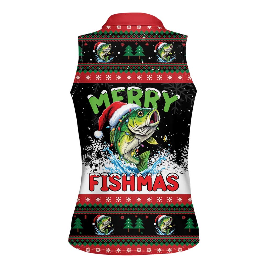 Fishing Christmas Merry Fishmas Women Sleeveless Polo Shirt We Wish You A Merry Fishmas - Wonder Print Shop