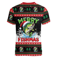 Fishing Christmas Merry Fishmas Women V-Neck T-Shirt We Wish You A Merry Fishmas - Wonder Print Shop