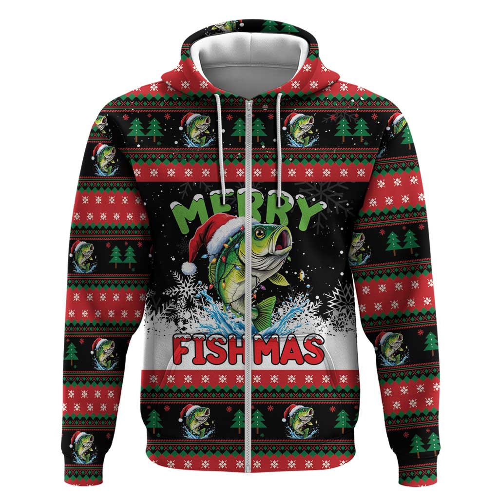 Fishing Christmas Merry Fishmas Zip Hoodie We Wish You A Merry Fishmas - Wonder Print Shop
