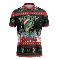 Fishing Christmas Merry Fishmas Zipper Polo Shirt We Wish You A Merry Fishmas - Wonder Print Shop