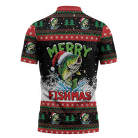 Fishing Christmas Merry Fishmas Zipper Polo Shirt We Wish You A Merry Fishmas - Wonder Print Shop