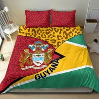 Guyana Republic Day Bedding Set Coat Of Arms Leopard Pattern - Wonder Print Shop