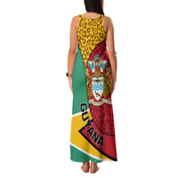 Guyana Republic Day Family Matching Tank Maxi Dress and Hawaiian Shirt Coat Of Arms Leopard Pattern - Wonder Print Shop