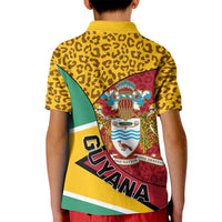 Guyana Republic Day Kid Polo Shirt Coat Of Arms Leopard Pattern - Wonder Print Shop
