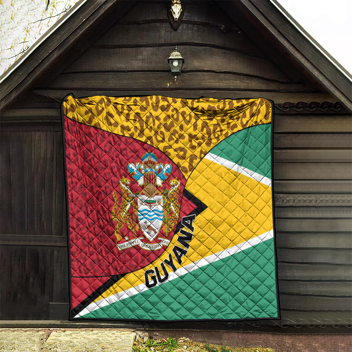 Guyana Republic Day Quilt Coat Of Arms Leopard Pattern - Wonder Print Shop