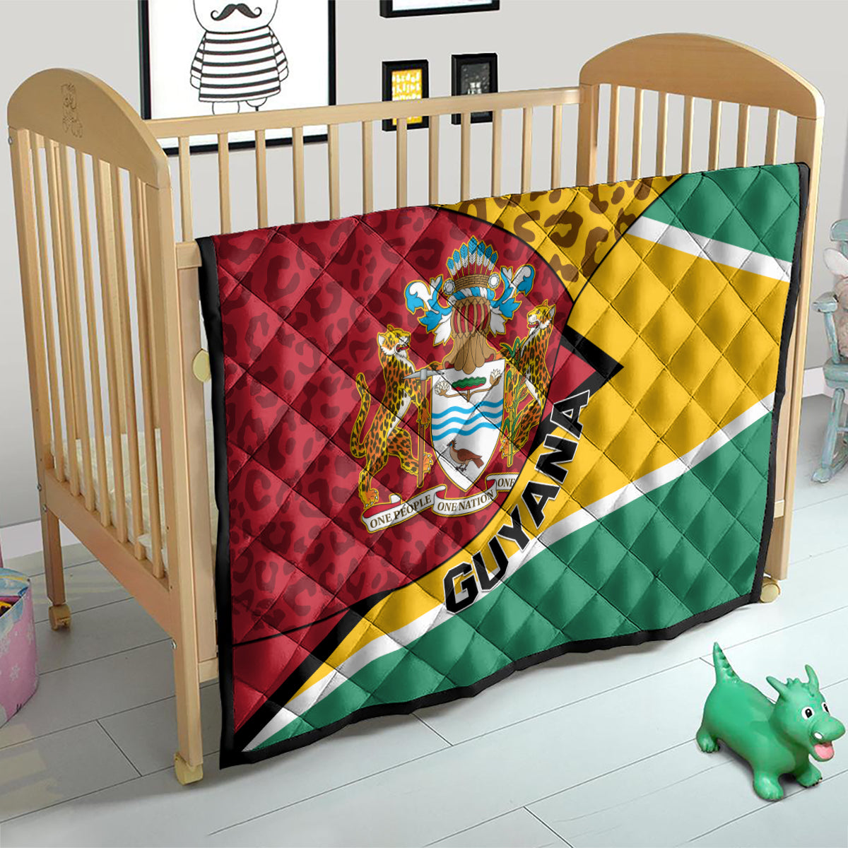 Guyana Republic Day Quilt Coat Of Arms Leopard Pattern - Wonder Print Shop