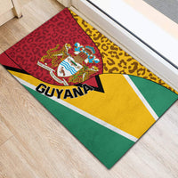 Guyana Republic Day Rubber Doormat Coat Of Arms Leopard Pattern - Wonder Print Shop