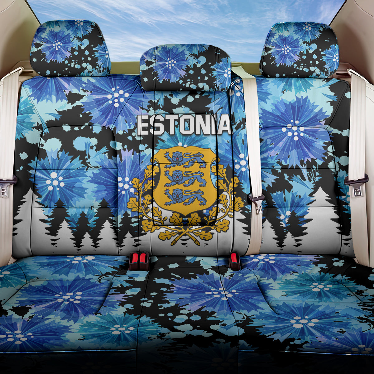 Estonia Independence Day Back Car Seat Cover Cornflower Unique Style LT01