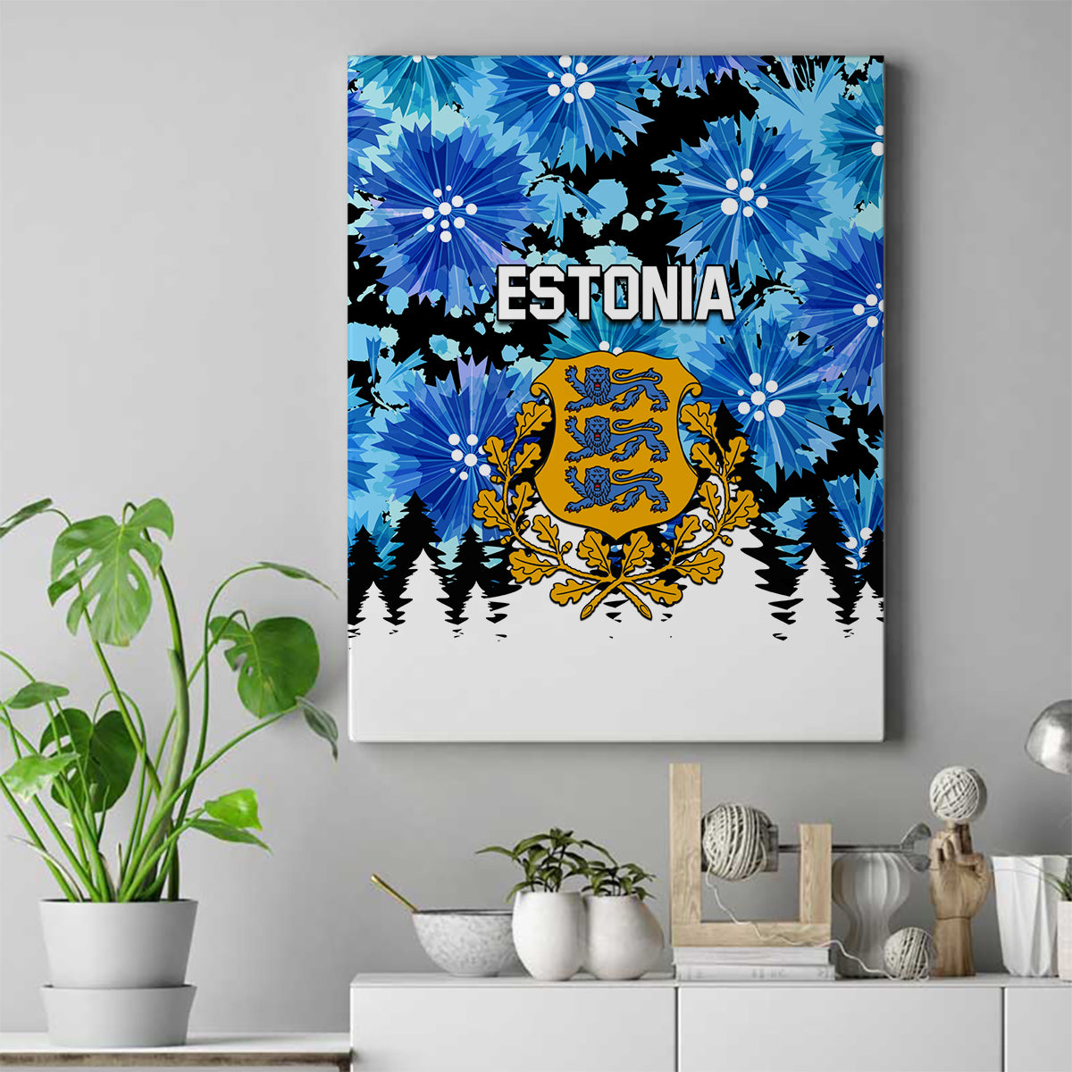 Estonia Independence Day Canvas Wall Art Cornflower Unique Style