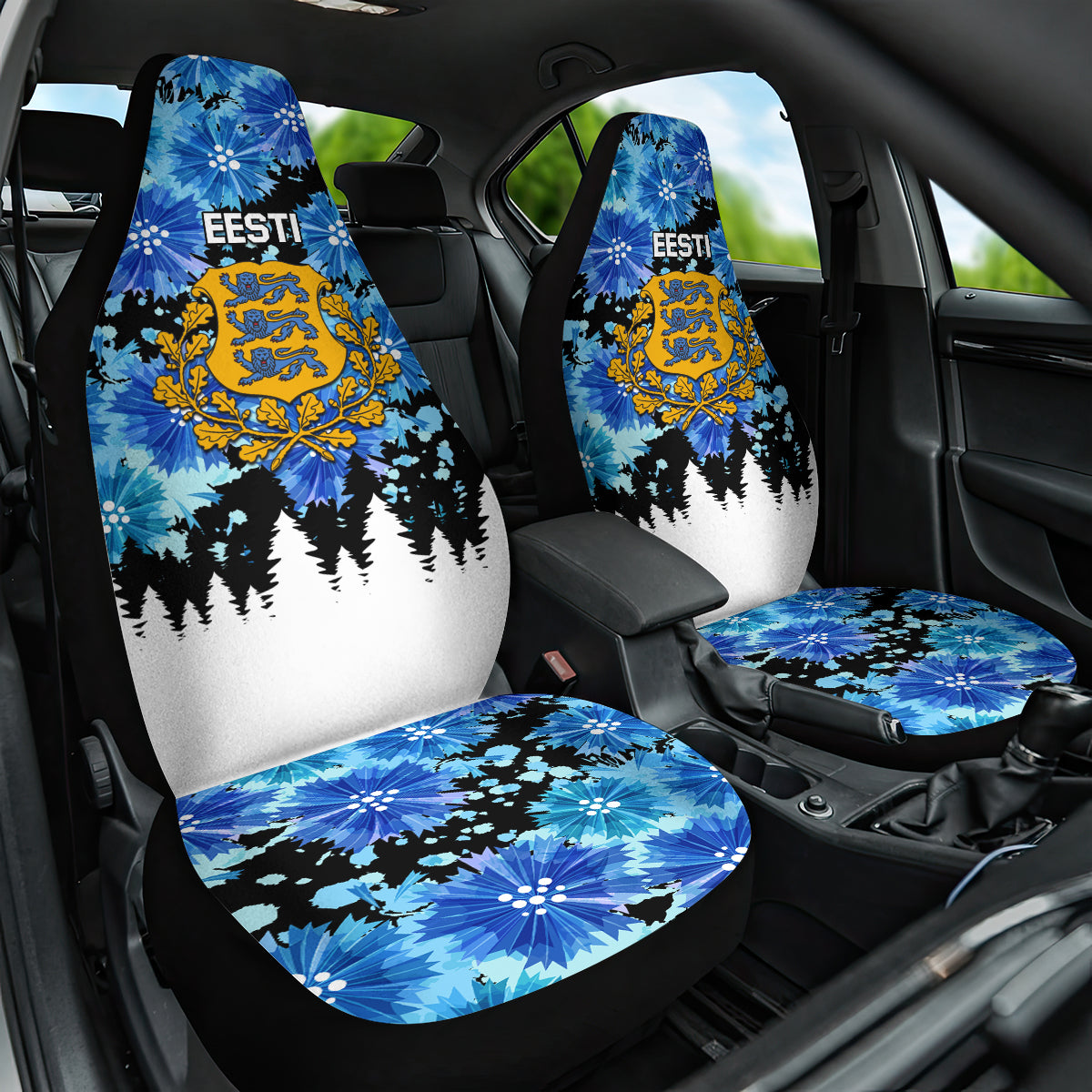 Estonia Independence Day Car Seat Cover Cornflower Unique Style