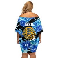Estonia Independence Day Family Matching Off Shoulder Short Dress and Hawaiian Shirt Cornflower Unique Style - Wonder Print Shop