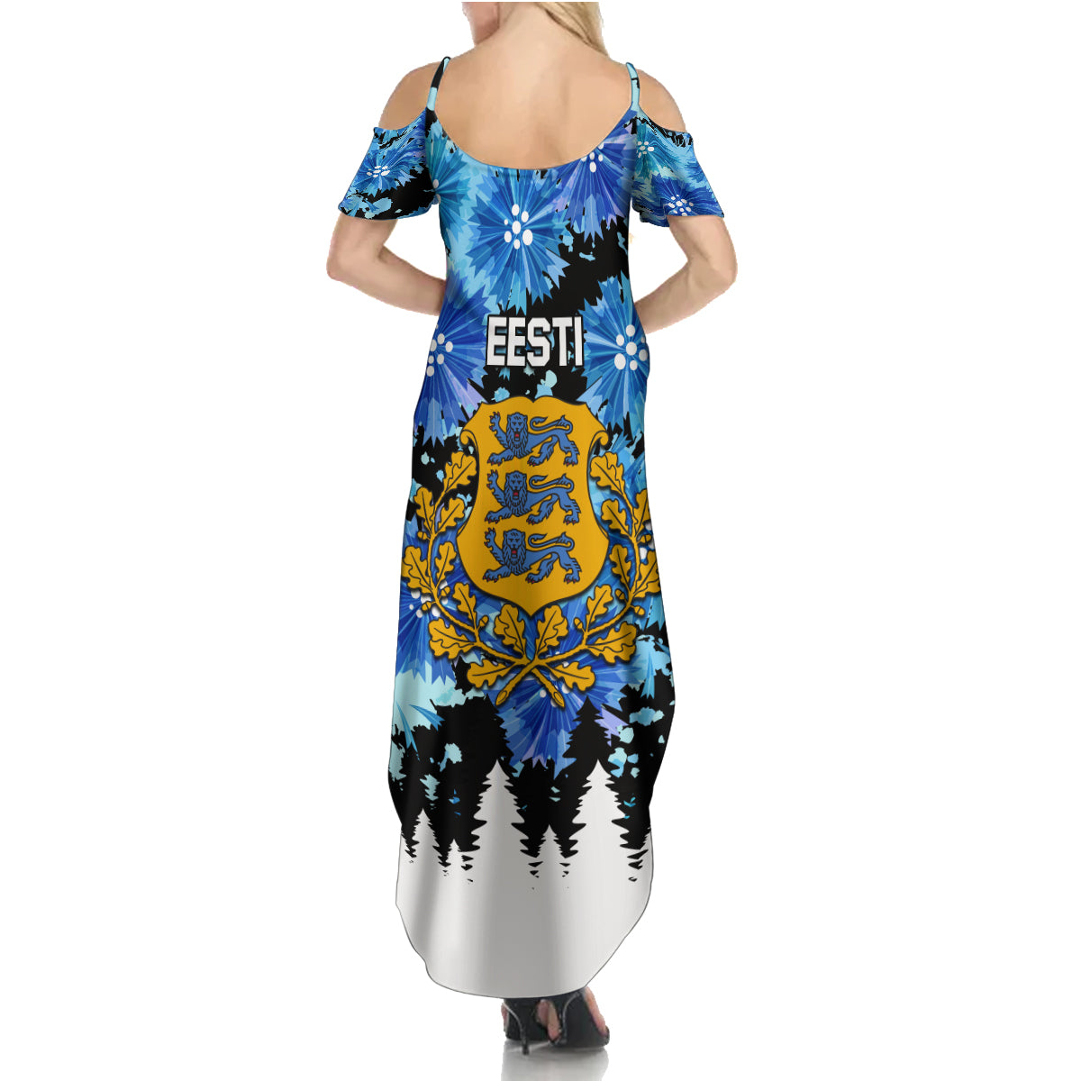 Estonia Independence Day Family Matching Summer Maxi Dress and Hawaiian Shirt Cornflower Unique Style - Wonder Print Shop