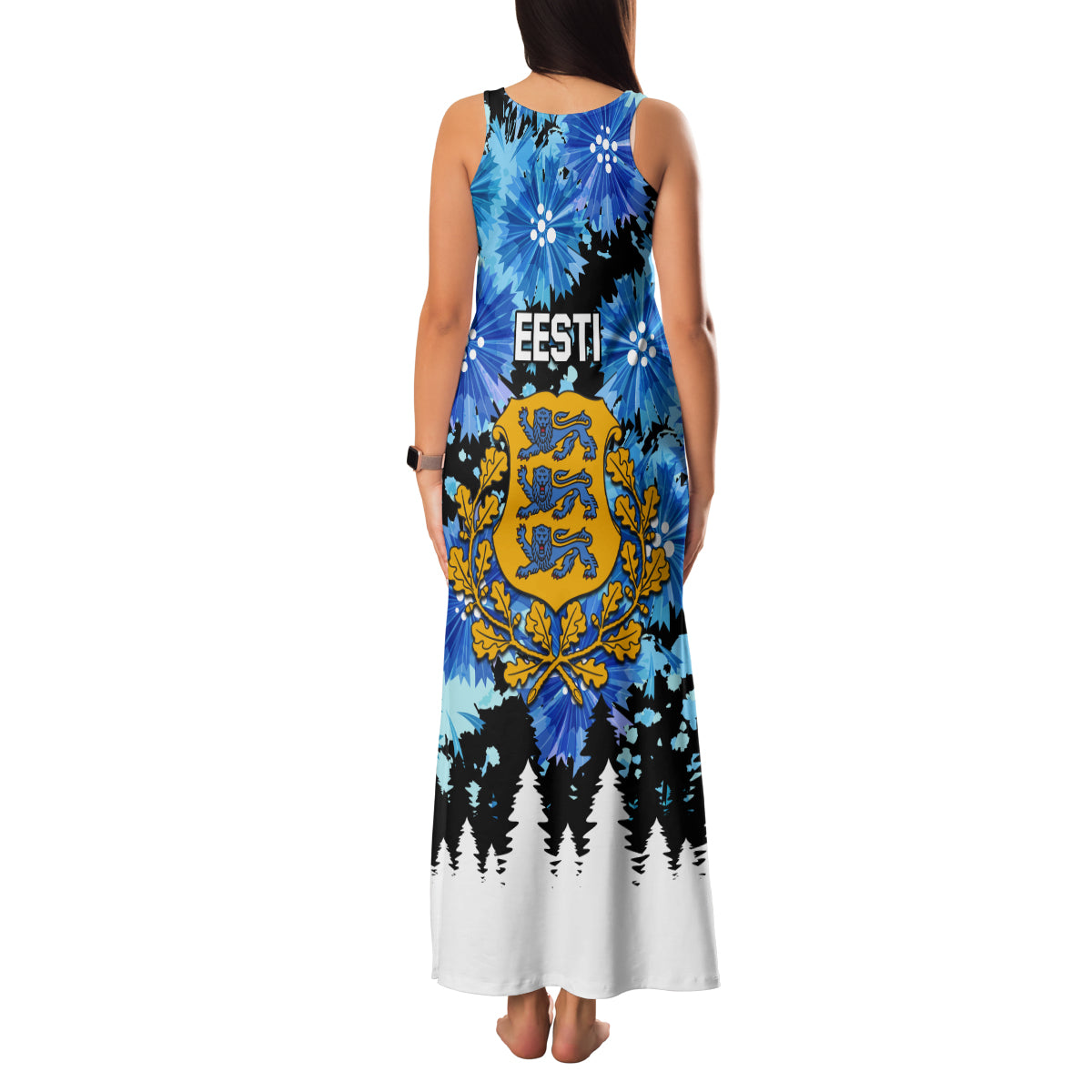Estonia Independence Day Family Matching Tank Maxi Dress and Hawaiian Shirt Cornflower Unique Style - Wonder Print Shop
