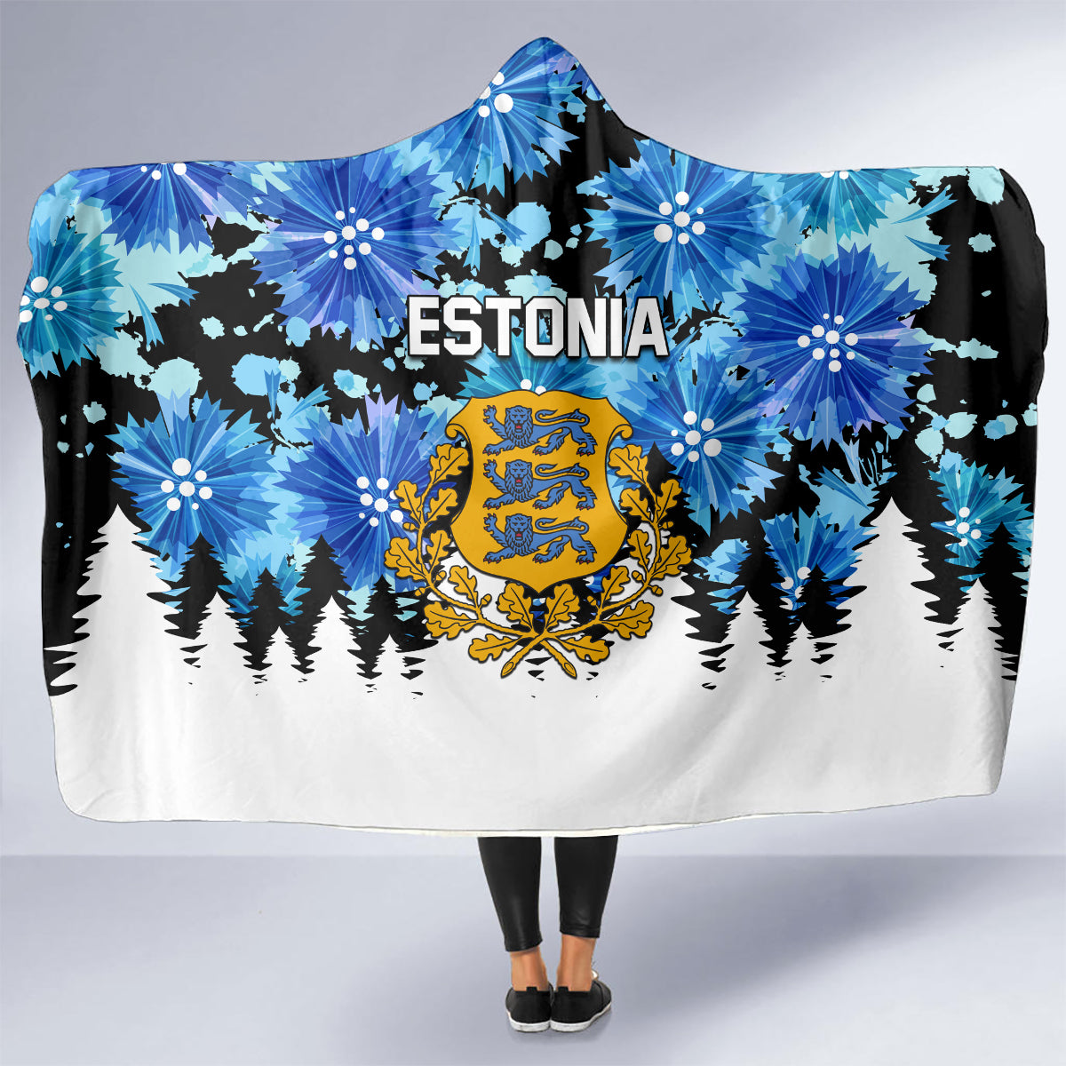 Estonia Independence Day Hooded Blanket Cornflower Unique Style
