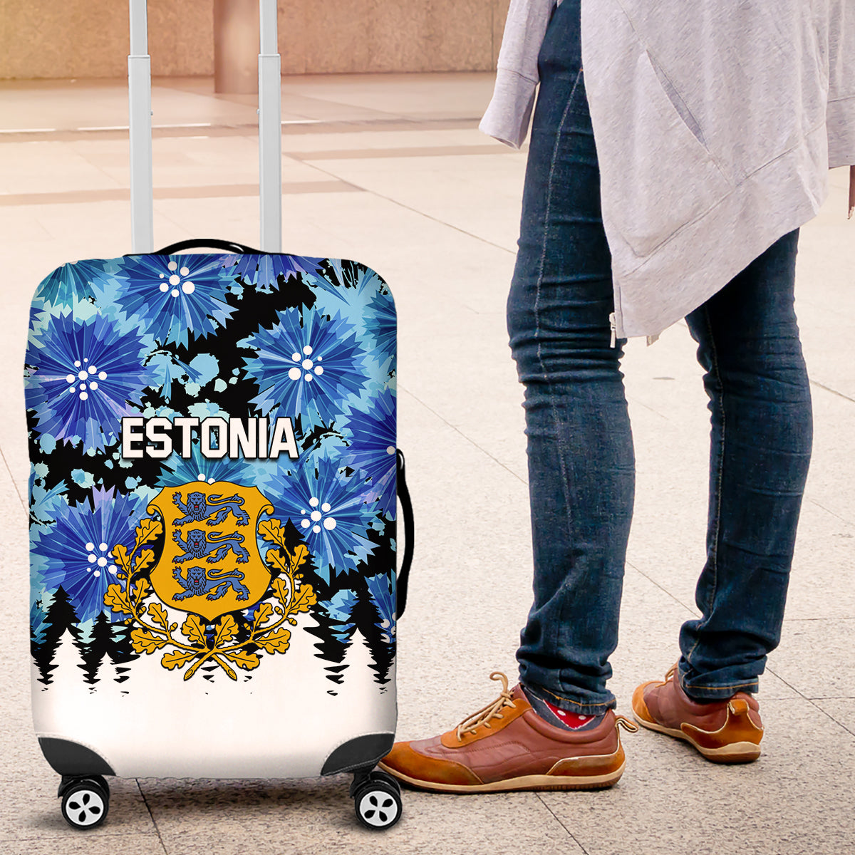 Estonia Independence Day Luggage Cover Cornflower Unique Style