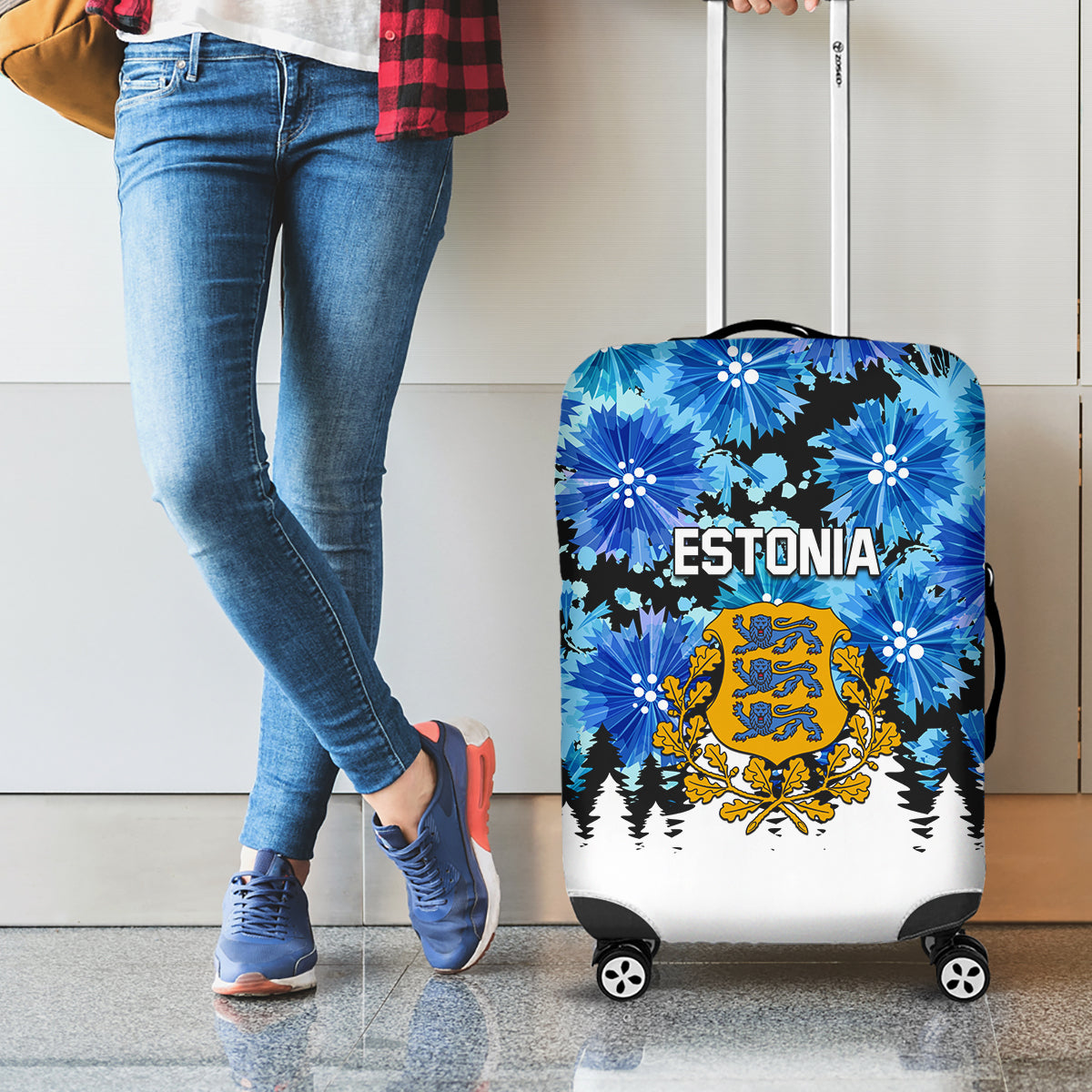 Estonia Independence Day Luggage Cover Cornflower Unique Style - Wonder Print Shop