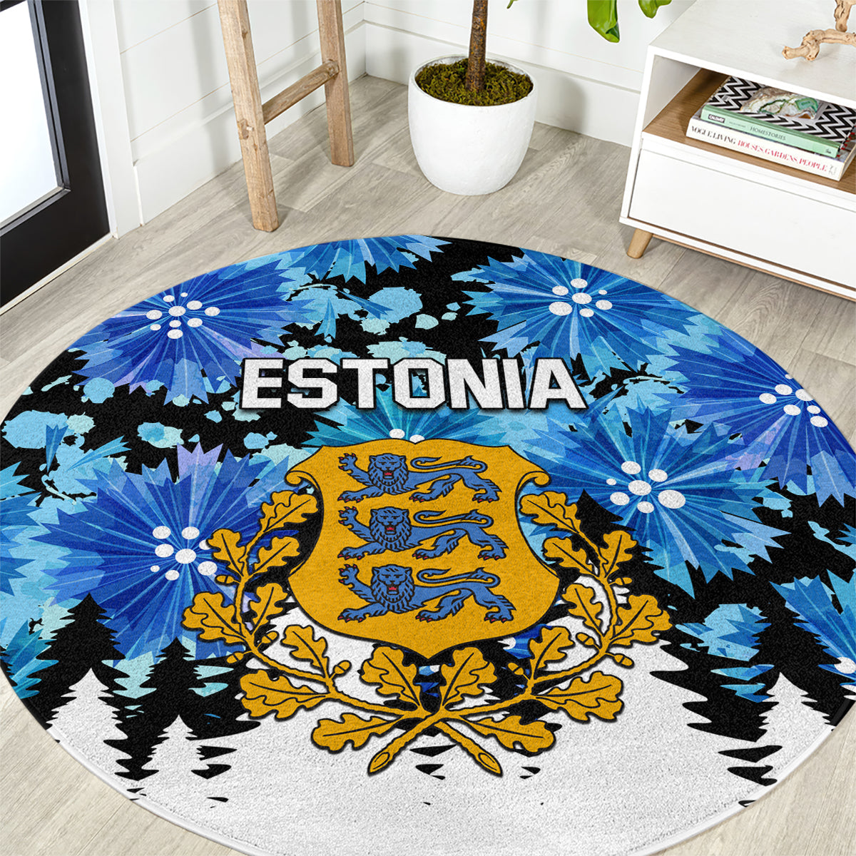 Estonia Independence Day Round Carpet Cornflower Unique Style