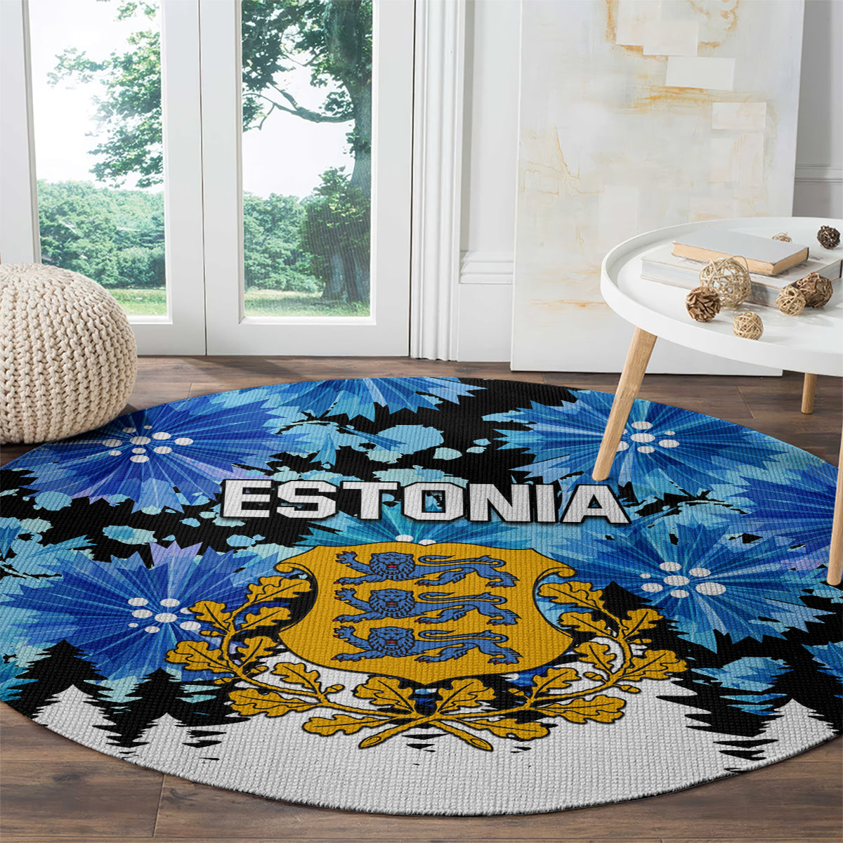 Estonia Independence Day Round Carpet Cornflower Unique Style