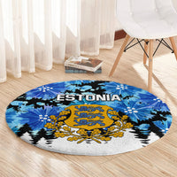 Estonia Independence Day Round Carpet Cornflower Unique Style