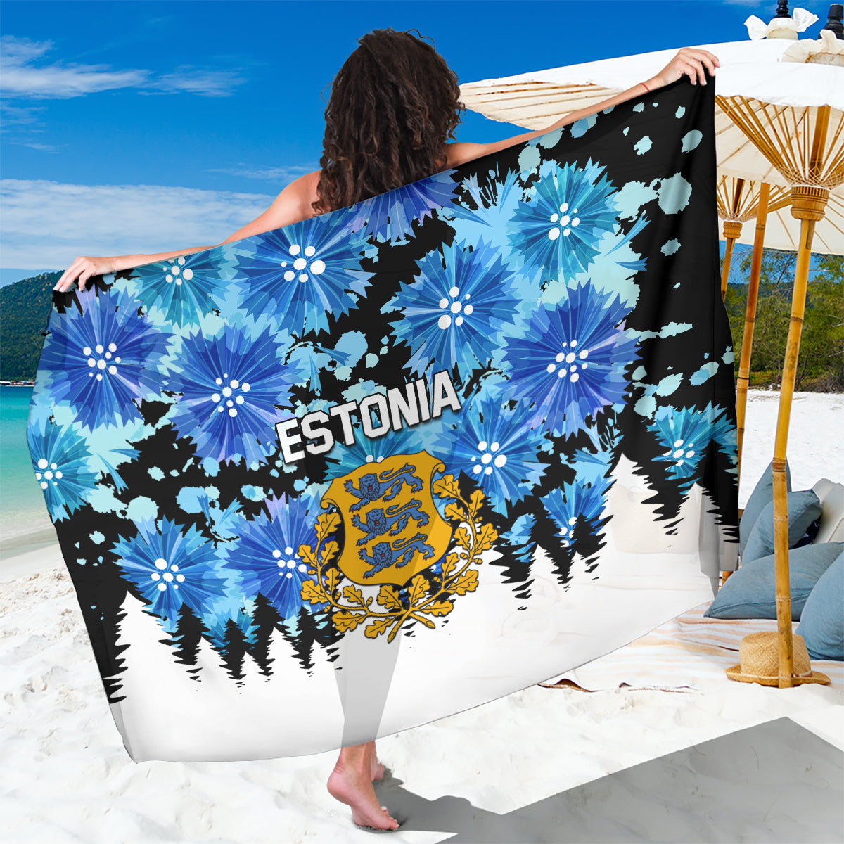 Estonia Independence Day Sarong Cornflower Unique Style