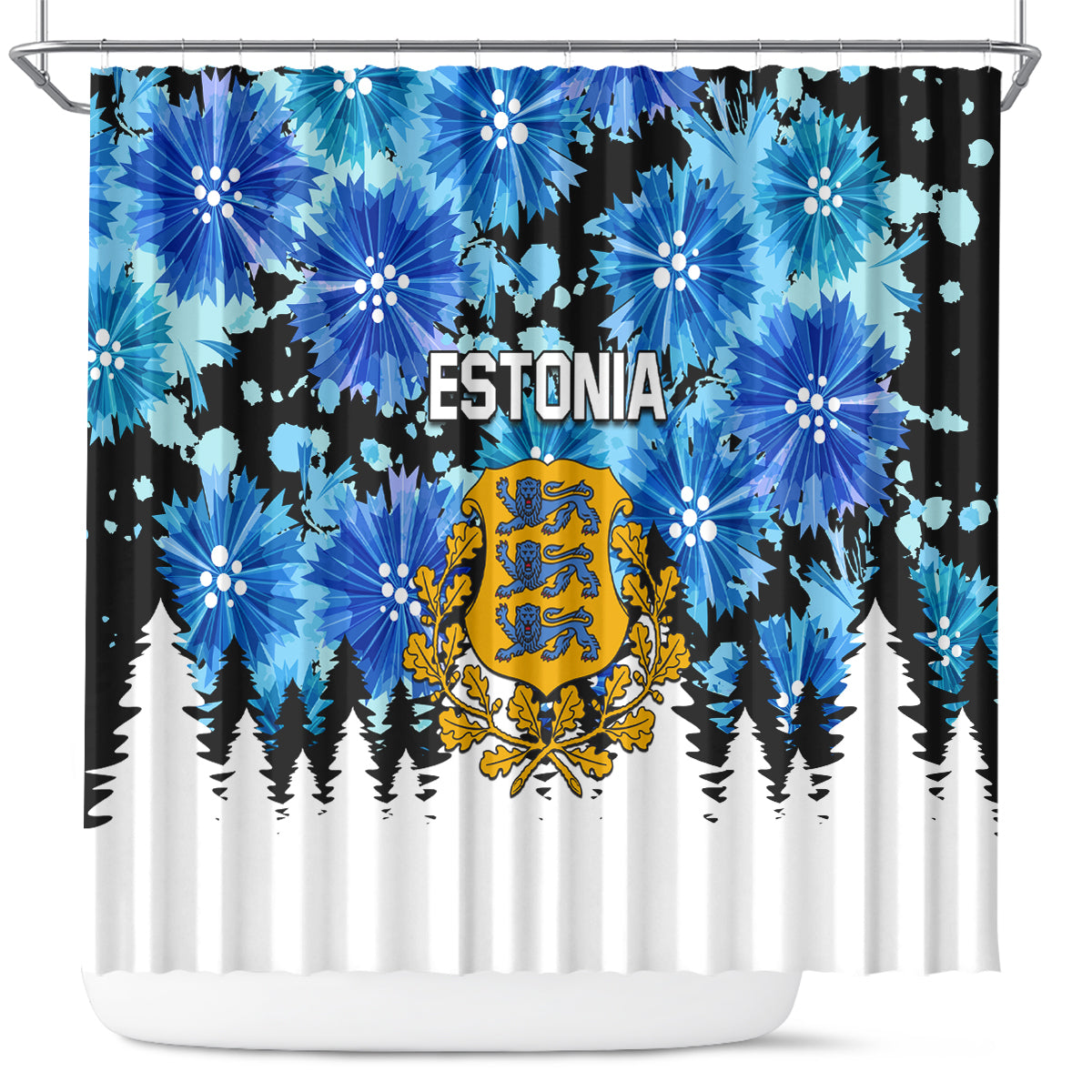 Estonia Independence Day Shower Curtain Cornflower Unique Style