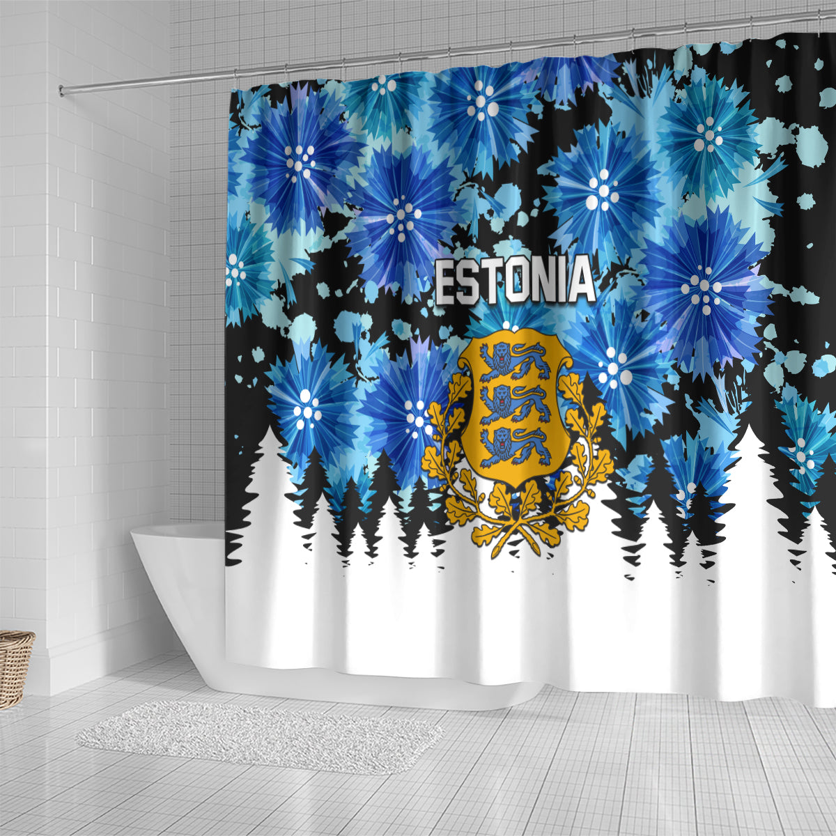 Estonia Independence Day Shower Curtain Cornflower Unique Style