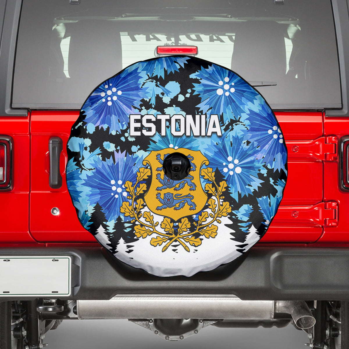 Estonia Independence Day Spare Tire Cover Cornflower Unique Style - Wonder Print Shop