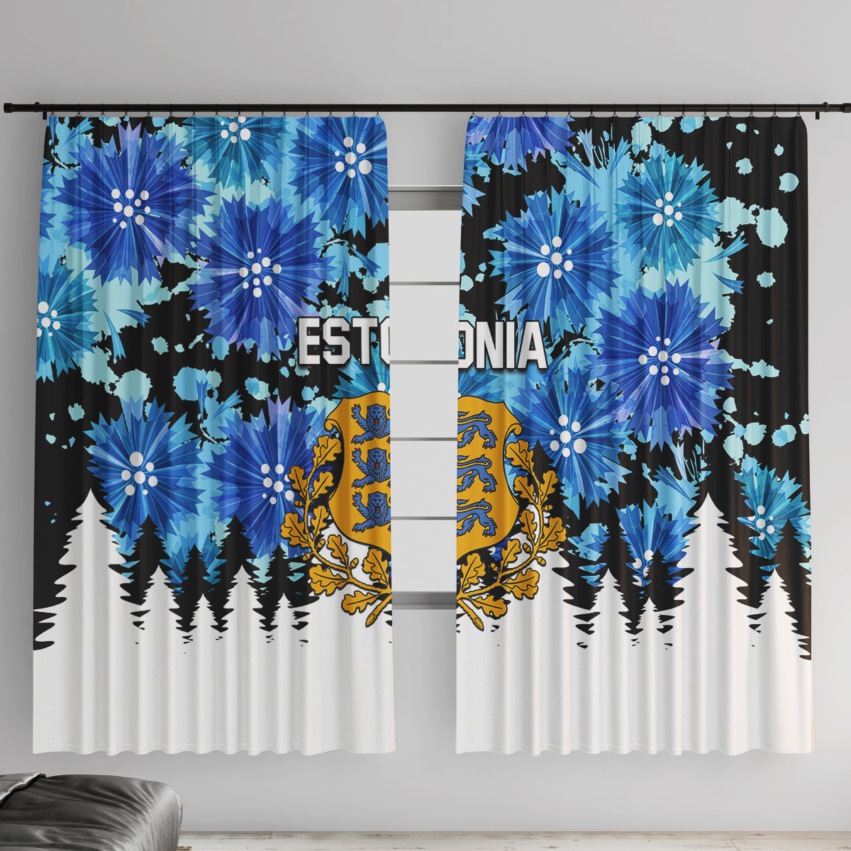 Estonia Independence Day Window Curtain Cornflower Unique Style