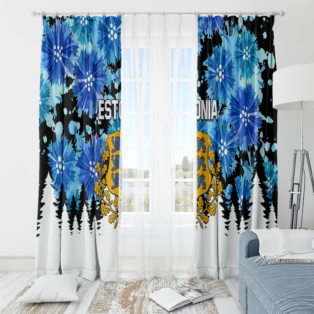 Estonia Independence Day Window Curtain Cornflower Unique Style - Wonder Print Shop