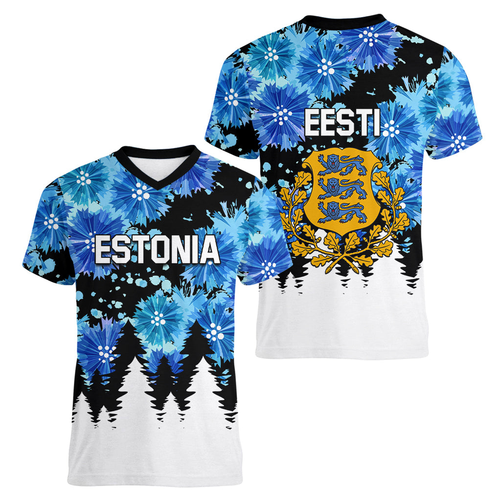 Estonia Independence Day Women V Neck T Shirt Cornflower Unique Style - Wonder Print Shop
