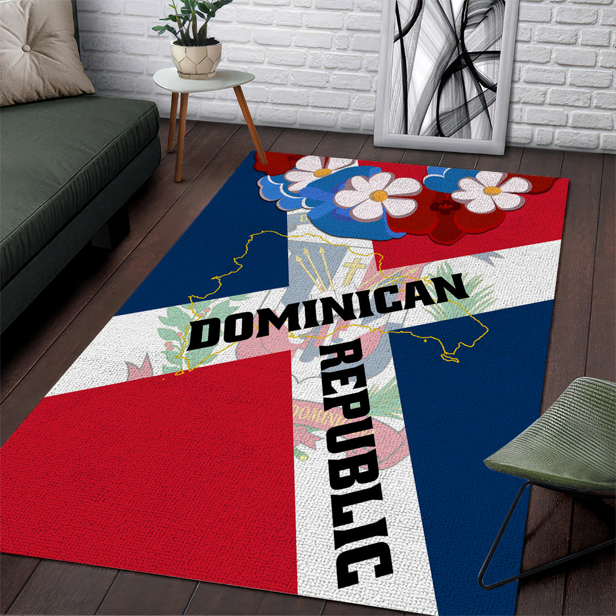 Dominican Republic Independence Day Area Rug Coat Of Arms Flag Style LT01