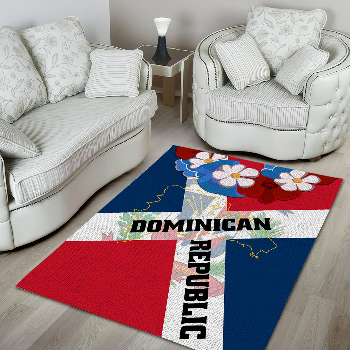 Dominican Republic Independence Day Area Rug Coat Of Arms Flag Style - Wonder Print Shop