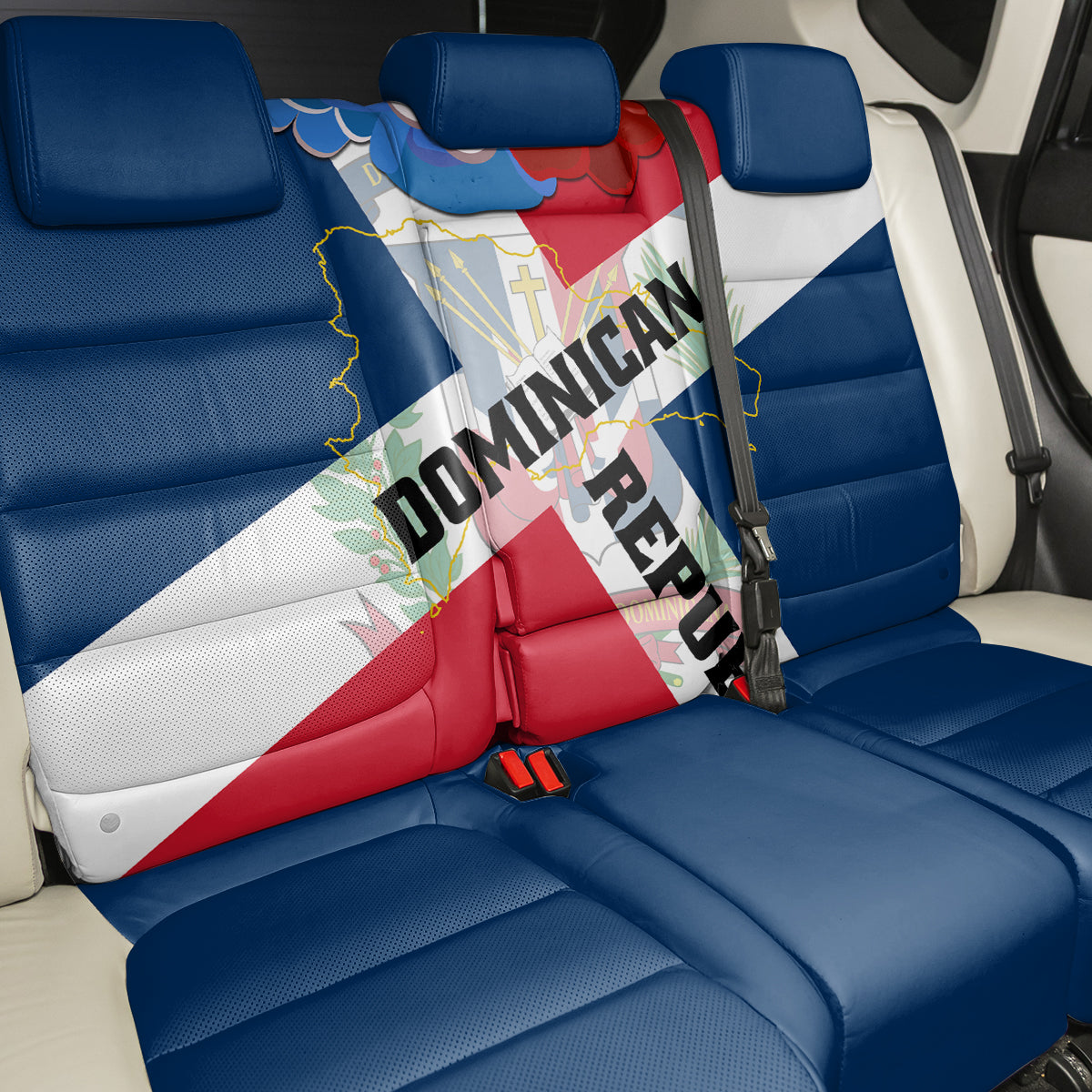 Dominican Republic Independence Day Back Car Seat Cover Coat Of Arms Flag Style - Wonder Print Shop