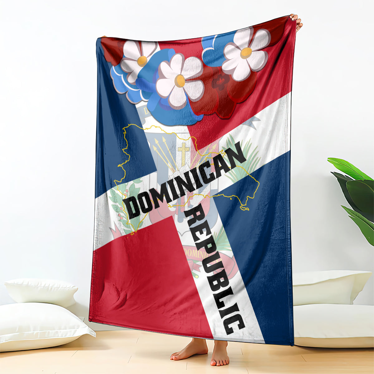 Dominican Republic Independence Day Blanket Coat Of Arms Flag Style LT01