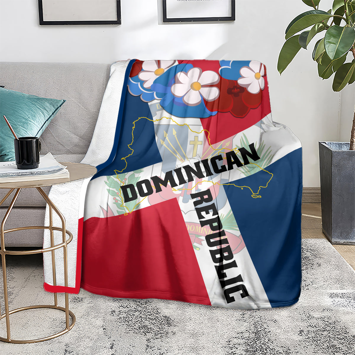 Dominican Republic Independence Day Blanket Coat Of Arms Flag Style LT01