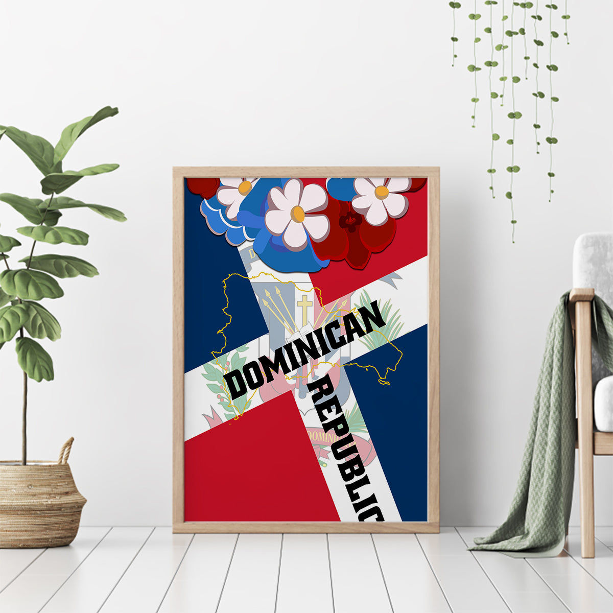 Dominican Republic Independence Day Canvas Wall Art Coat Of Arms Flag Style - Wonder Print Shop
