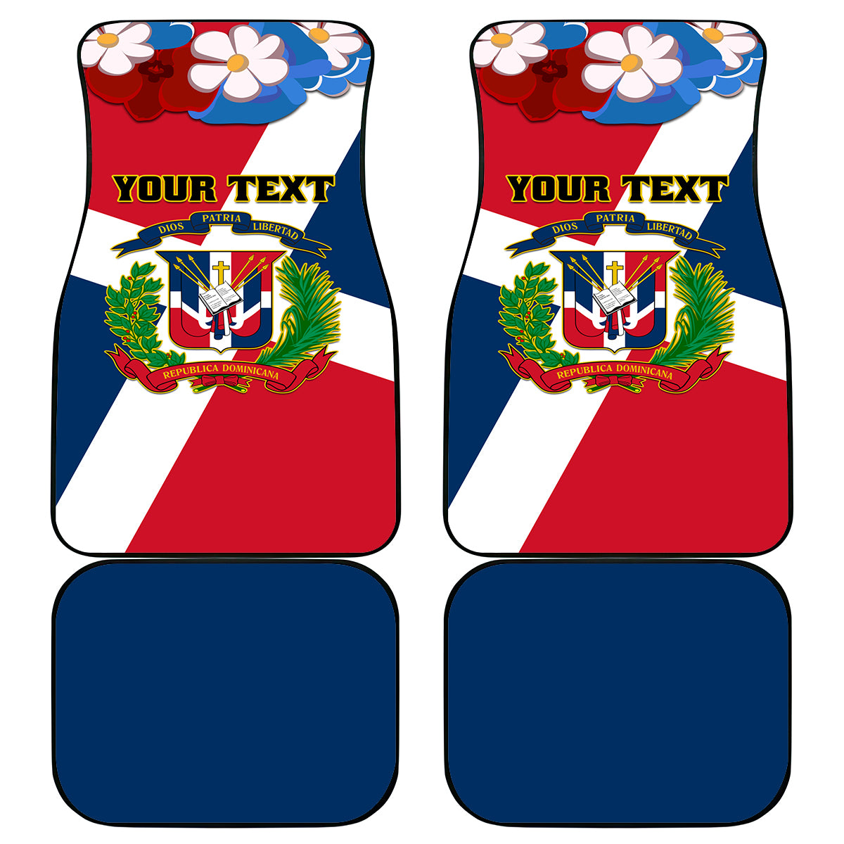 Dominican Republic Independence Day Car Mats Coat Of Arms Flag Style - Wonder Print Shop