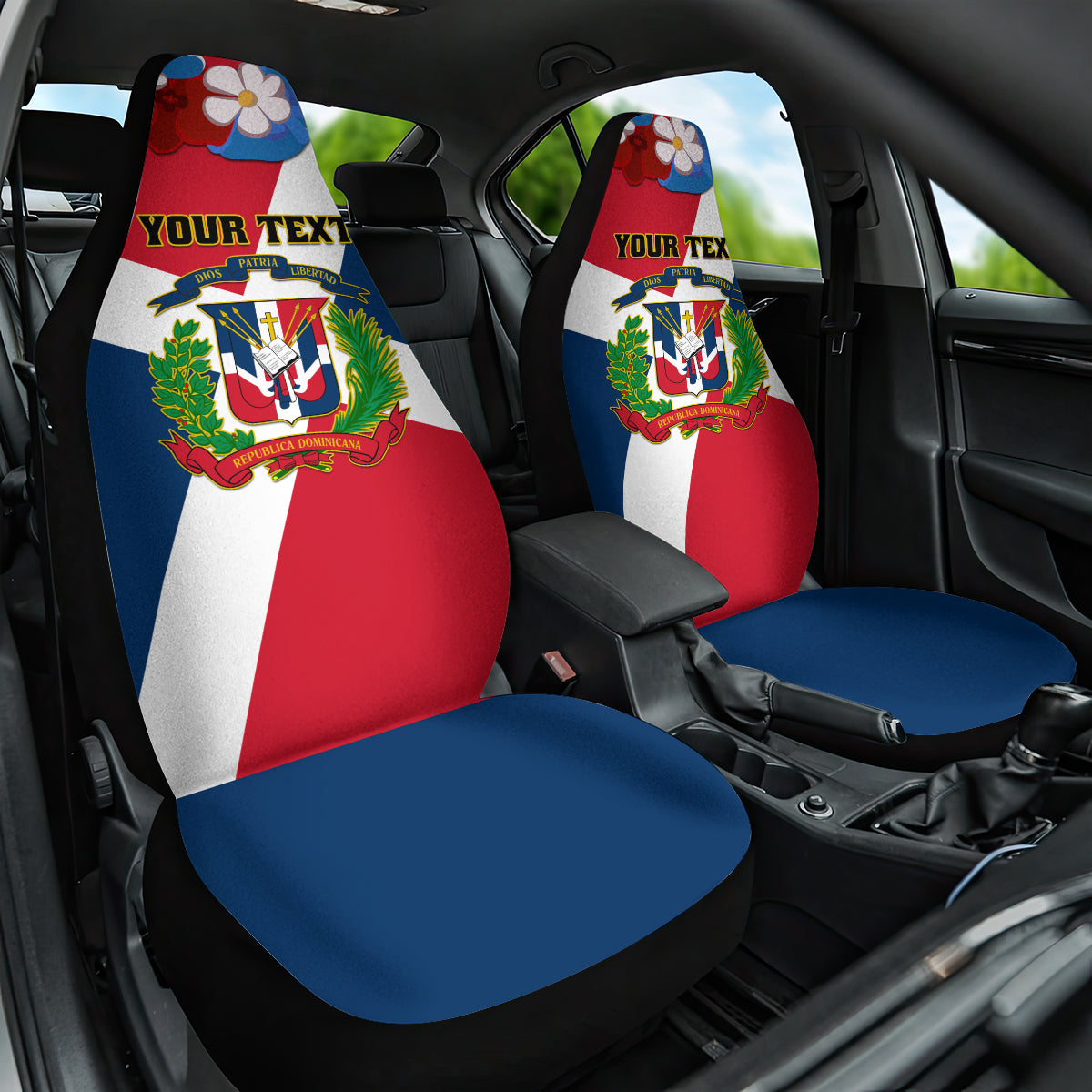 Dominican Republic Independence Day Car Seat Cover Coat Of Arms Flag Style - Wonder Print Shop
