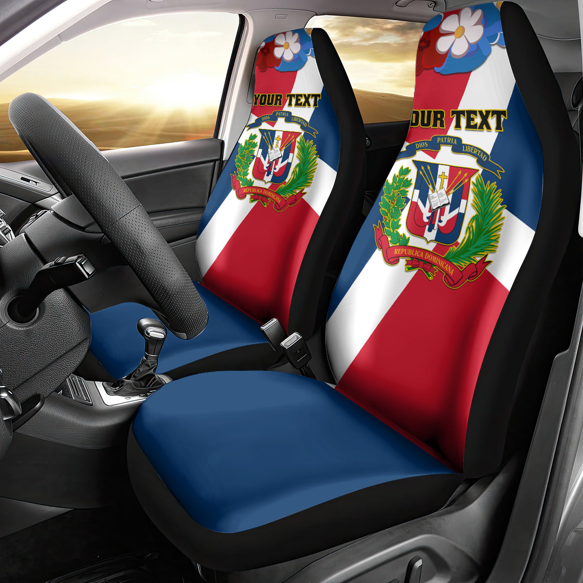 Dominican Republic Independence Day Car Seat Cover Coat Of Arms Flag Style - Wonder Print Shop