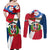 Dominican Republic Independence Day Couples Matching Off Shoulder Maxi Dress and Long Sleeve Button Shirt Coat Of Arms Flag Style LT01