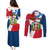 Dominican Republic Independence Day Couples Matching Puletasi and Long Sleeve Button Shirt Coat Of Arms Flag Style - Wonder Print Shop
