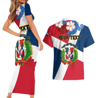 Dominican Republic Independence Day Couples Matching Short Sleeve Bodycon Dress and Hawaiian Shirt Coat Of Arms Flag Style - Wonder Print Shop