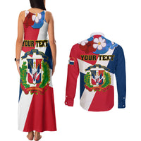 Dominican Republic Independence Day Couples Matching Tank Maxi Dress and Long Sleeve Button Shirt Coat Of Arms Flag Style - Wonder Print Shop