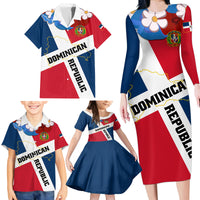 Dominican Republic Independence Day Family Matching Long Sleeve Bodycon Dress and Hawaiian Shirt Coat Of Arms Flag Style - Wonder Print Shop