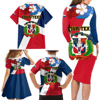 Dominican Republic Independence Day Family Matching Long Sleeve Bodycon Dress and Hawaiian Shirt Coat Of Arms Flag Style - Wonder Print Shop