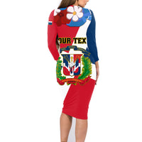 Dominican Republic Independence Day Family Matching Long Sleeve Bodycon Dress and Hawaiian Shirt Coat Of Arms Flag Style - Wonder Print Shop
